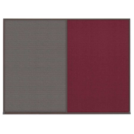 United Visual Products Triple Door Radius Corkboard, 72"X48", W UV80055-WHITE-CINNABA
